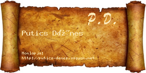 Putics Dénes névjegykártya
